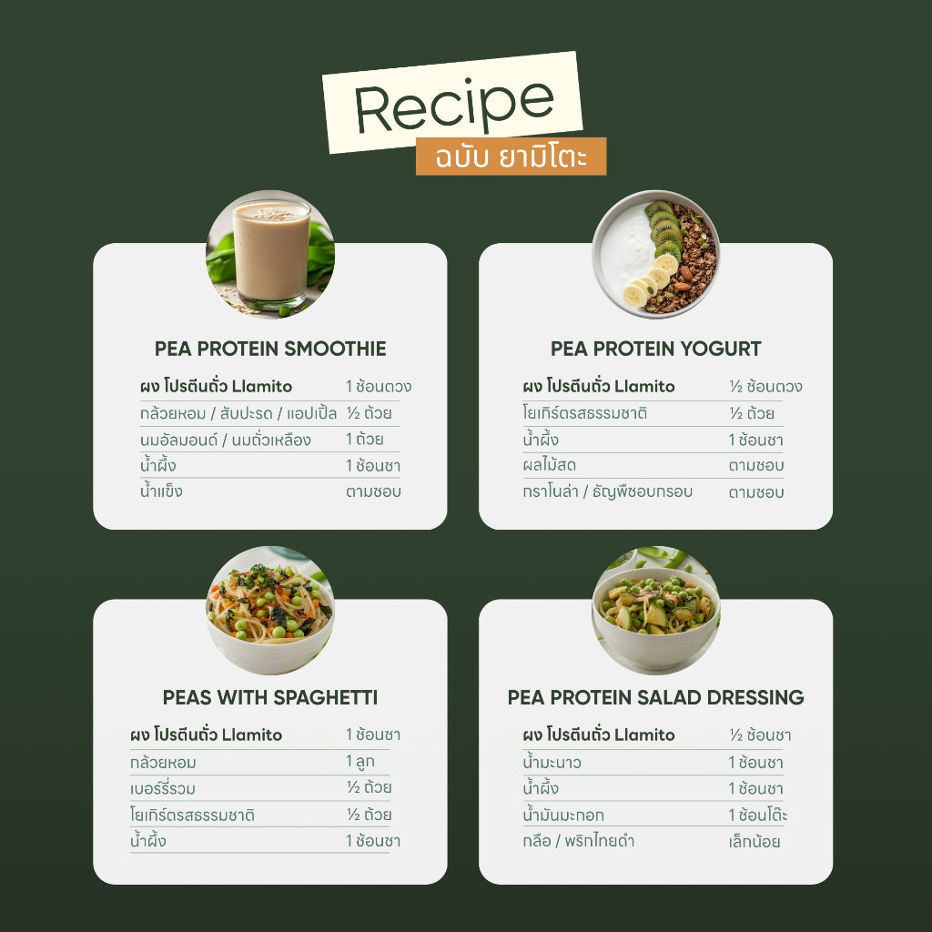 Llamito ผงโปรตีนถั่วลันเตา ออร์แกนิค (Organic Pea Protein Powder) ขนาด 300g