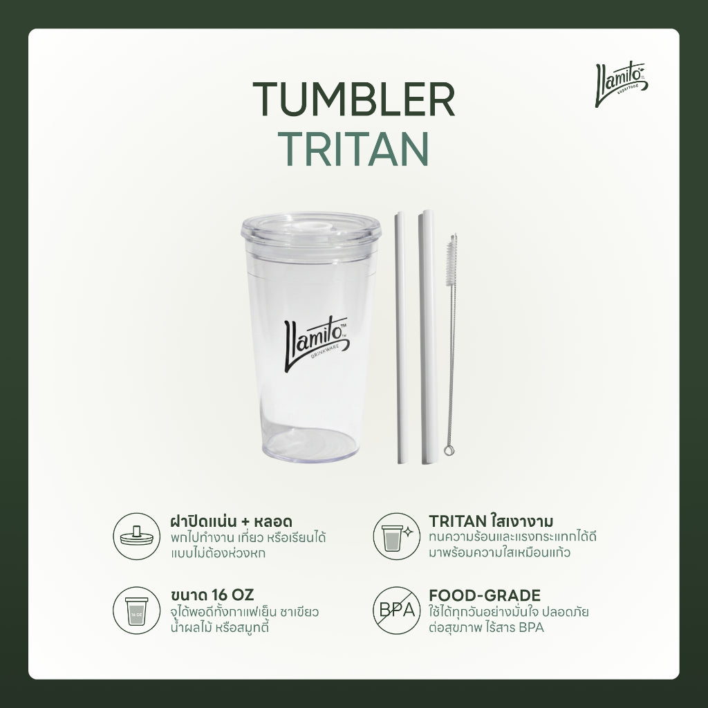 Llamito แก้วน้ำ Tritan ขนาด 16 Oz (Clear Cold Tumbler Tritan 16oz)