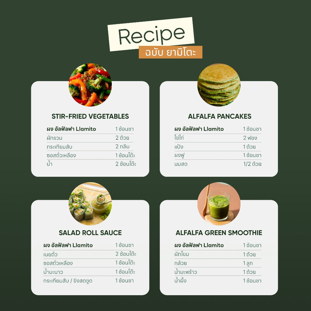 Llamito ผงอัลฟัลฟ่า ออร์แกนิค (Organic Alfalfa Powder) ขนาด 250g