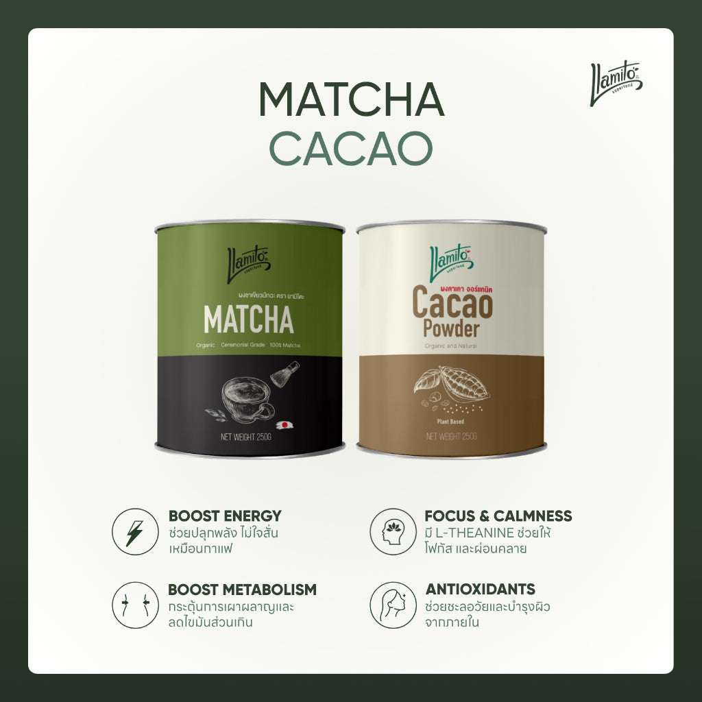 เช็ตยอดนิย มัจฉะ+ผงคาเคา (Set: Matcha+Cacao powder)
