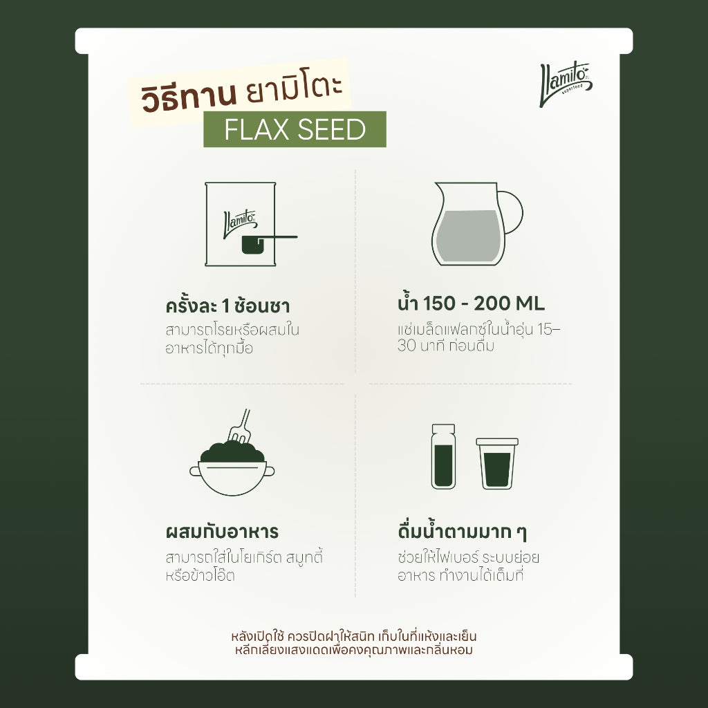 Llamito เมล็ดแฟล็กซ์ (Brown Flaxseed) ขนาด 250g