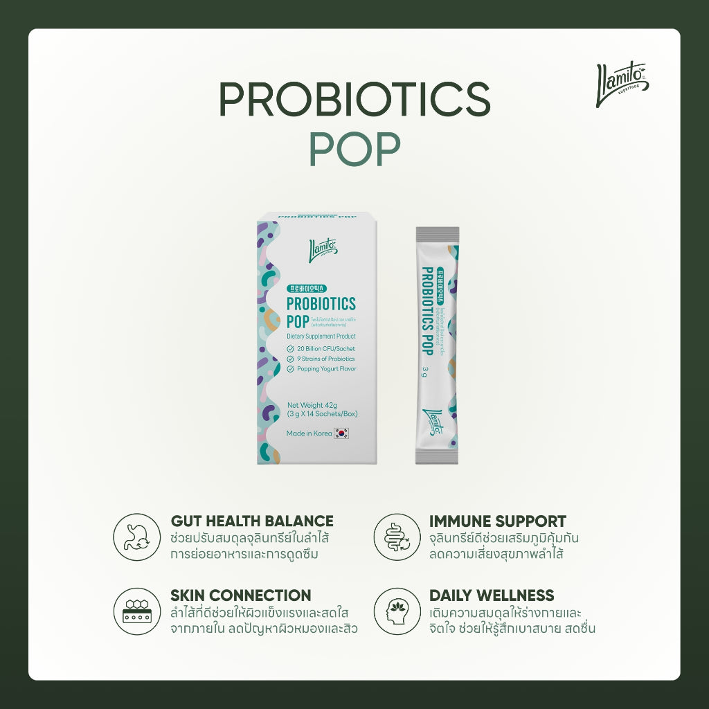 Llamito โพรไบโอติกส์ ป๊อป ตรา ยามิโตะ (ผลิตภัณฑ์เสริมอาหาร) Probiotics Pop (Llamito Brand)